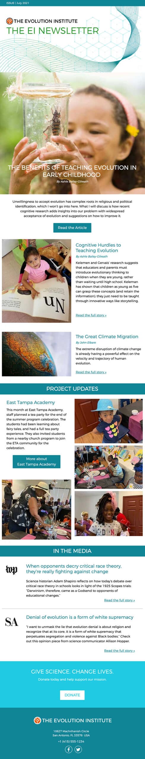 Evolution Institute Newsletter